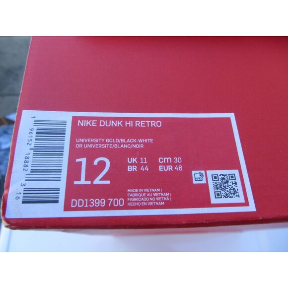 Nike Dunk High Retro Sneakers Black & Yellow Men’s Size 12 new in box - Picture 7 of 7